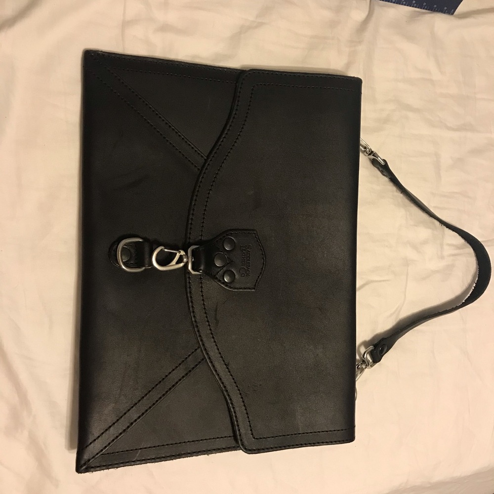 Saddleback Black Leather Envelope Clutch Purse